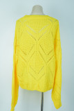 Street Solid Hollowed Out Patchwork O Neck Tops