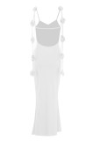 Sexy Solid Appliques Backless V Neck One Step Skirt Dresses