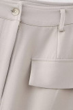 Casual Solid Slit Half A Turtleneck Sleeveless Two Pieces