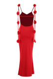 Sexy Solid Appliques Backless V Neck One Step Skirt Dresses