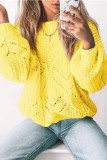 Street Solid Hollowed Out Patchwork O Neck Tops