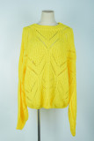 Street Solid Hollowed Out Patchwork O Neck Tops