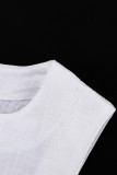 Elegant Solid Buckle O Neck Sleeveless Two Pieces