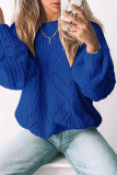 Street Solid Hollowed Out Patchwork O Neck Tops