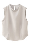 Casual Solid Slit Half A Turtleneck Sleeveless Two Pieces