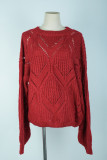 Street Solid Hollowed Out Patchwork O Neck Tops