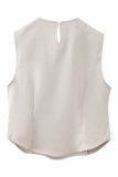 Casual Solid Slit Half A Turtleneck Sleeveless Two Pieces