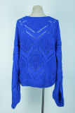 Street Solid Hollowed Out Patchwork O Neck Tops
