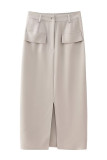 Casual Solid Slit Half A Turtleneck Sleeveless Two Pieces
