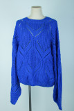 Street Solid Hollowed Out Patchwork O Neck Tops