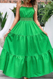 Elegant Simplicity Solid Hollowed Out Frenulum Sling Dresses