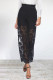 Elegant Solid Lace Hollowed Out Loose High Waist Wide Leg Solid Color Bottoms