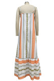 Casual Striped Contrast U Neck Sling Dresses
