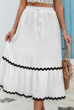 Sweet Elegant Patchwork Draw String Loose High Waist Type A Patchwork Bottoms