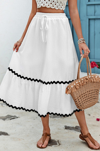 Sweet Elegant Patchwork Draw String Loose High Waist Type A Patchwork Bottoms
