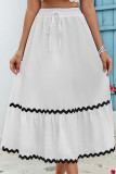Sweet Elegant Patchwork Draw String Loose High Waist Type A Patchwork Bottoms