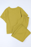 Casual Simplicity Solid Pocket Texture O Neck Short Sleeve Two Pieces