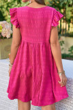 Sweet Solid Flounce V Neck A Line Dresses