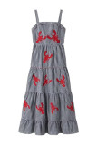 Casual Animal Embroidered Sling Dresses