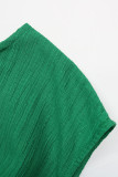 Elegant Solid Fold Texture O Neck Tops