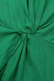 Elegant Solid Fold Texture O Neck Tops