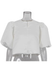 Celebrities Elegant Solid O Neck Tops