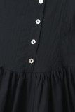 Sexy Vacation Solid Buckle Fold Square Collar Waist Skirt Dresses