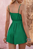 Casual Simplicity Solid Frenulum Backless V Neck Loose Rompers