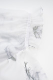 Sweet Elegant Floral Flounce Square Collar A Line Dresses
