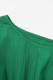 Elegant Solid Fold Texture O Neck Tops