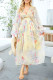 Floral Bandage Mesh V Neck A Line Dresses