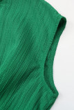 Elegant Solid Fold Texture O Neck Tops