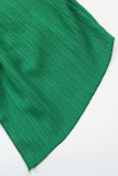 Elegant Solid Fold Texture O Neck Tops