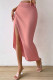 Celebrities Elegant Solid Slit Fold Regular High Waist Solid Color Bottoms