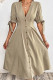 Elegant Solid Frenulum Buckle V Neck A Line Dresses
