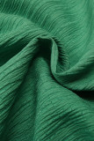 Elegant Solid Fold Texture O Neck Tops