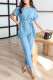 Elegant Solid Bandage O Neck Short Sleeve Two Pieces