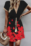 Casual Floral Frenulum V Neck A Line Dresses