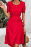Elegant Solid Fold O Neck A Line Dresses