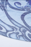 Sexy Gradual Change Print Contrast Strapless Sleeveless Two Pieces