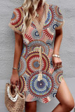 Casual Floral Frenulum V Neck A Line Dresses