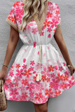 Casual Floral Frenulum V Neck A Line Dresses