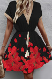 Casual Floral Frenulum V Neck A Line Dresses
