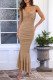 Sexy Celebrities Solid Hollowed Out Fold V Neck Trumpet Mermaid Dresses