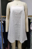 Casual Solid Backless Sling Dresses