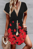 Casual Floral Frenulum V Neck A Line Dresses