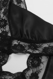 Sexy Solid Lace V Neck Wrapped Skirt Dresses