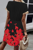 Casual Floral Frenulum V Neck A Line Dresses