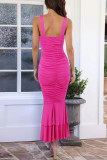 Sexy Celebrities Solid Hollowed Out Fold V Neck Trumpet Mermaid Dresses
