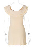 Sexy Solid Stringy Selvedge V Neck A Line Dresses